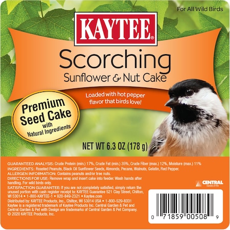 Kaytee Scorching Wild Bird Roasted Peanuts Seed And Nut Cake 6.3 Oz